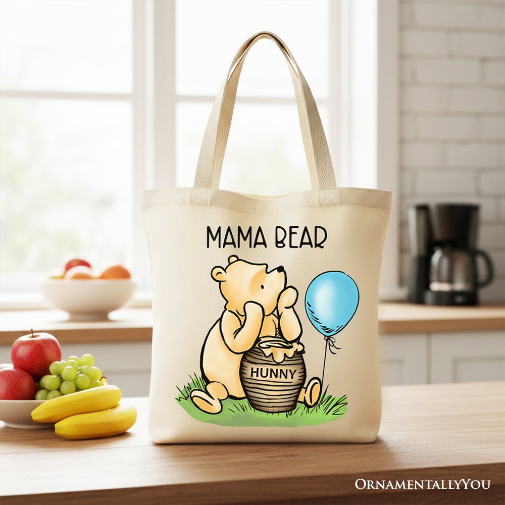 Charming Mama Bear Cute Canvas Tote Bag, Mom Gift Shopper