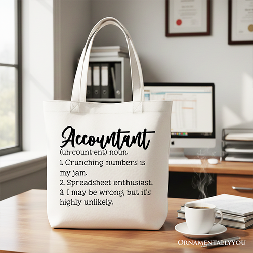 Accountant Definition Canvas Tote Bag, Finance Office Employee Gift Shopper