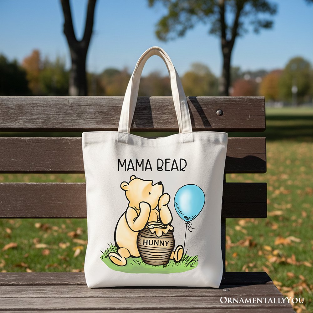 Charming Mama Bear Cute Canvas Tote Bag, Mom Gift Shopper