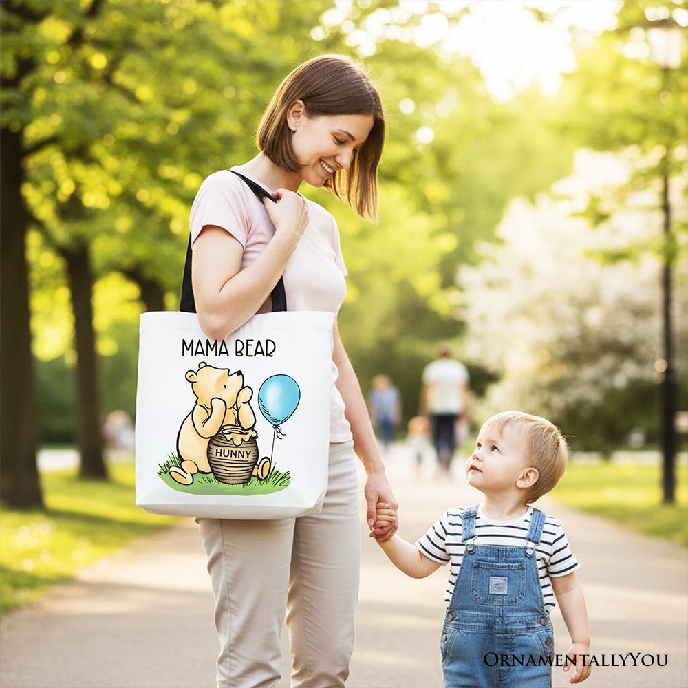 Charming Mama Bear Cute Canvas Tote Bag, Mom Gift Shopper