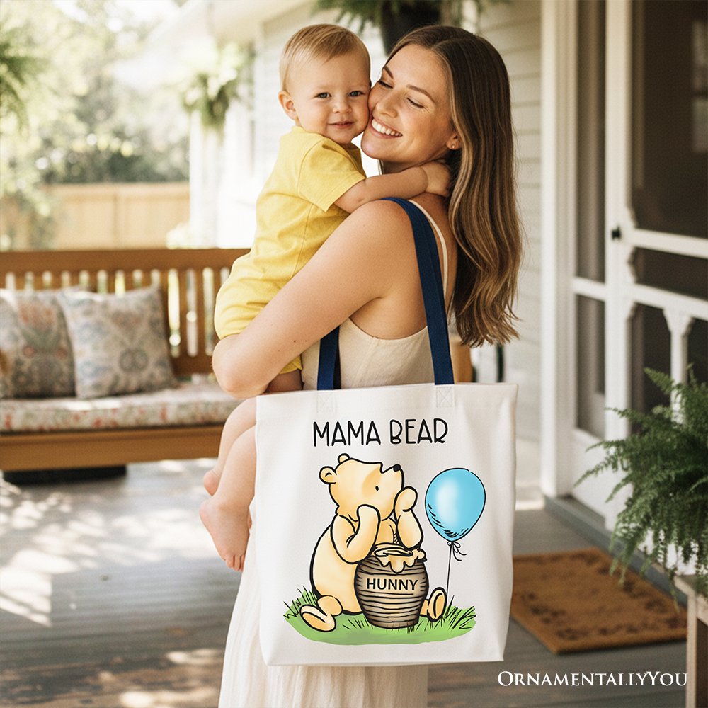 Charming Mama Bear Cute Canvas Tote Bag, Mom Gift Shopper