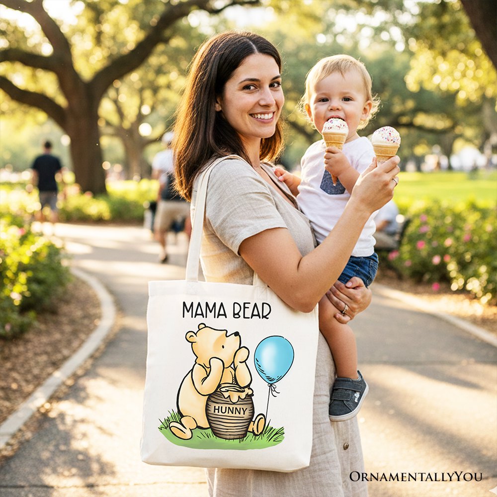 Charming Mama Bear Cute Canvas Tote Bag, Mom Gift Shopper