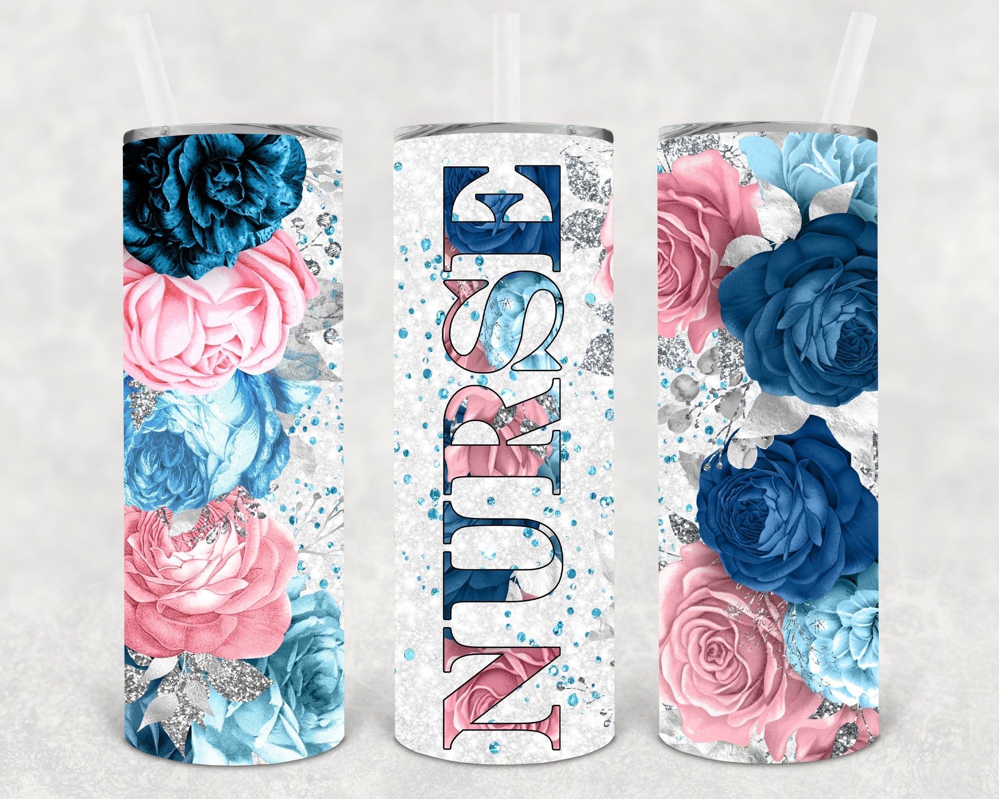 Floral Nurse 20 oz Skinny Tumbler