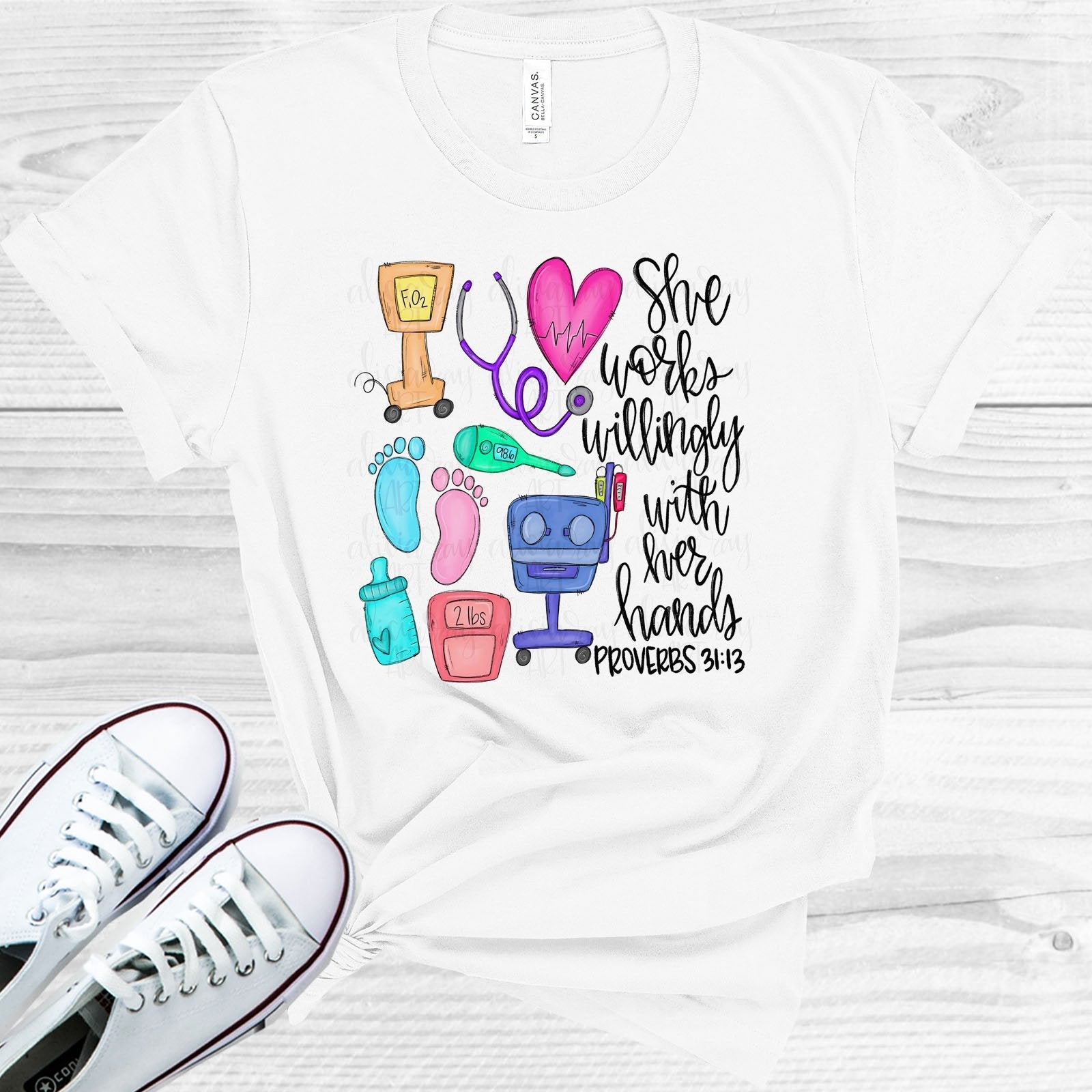 She Works Willingly with Her Hands - NICU Nurse Graphic Tee