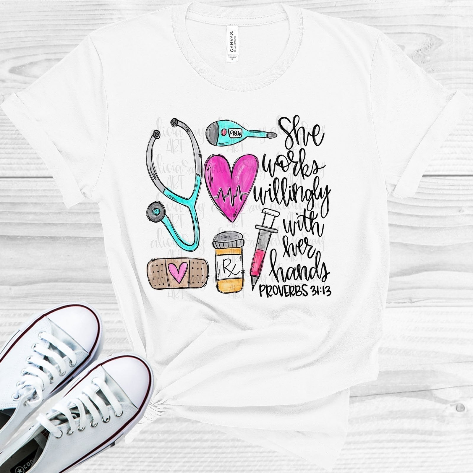 She Works Willingly with Her Hands - Nurse Graphic Tee